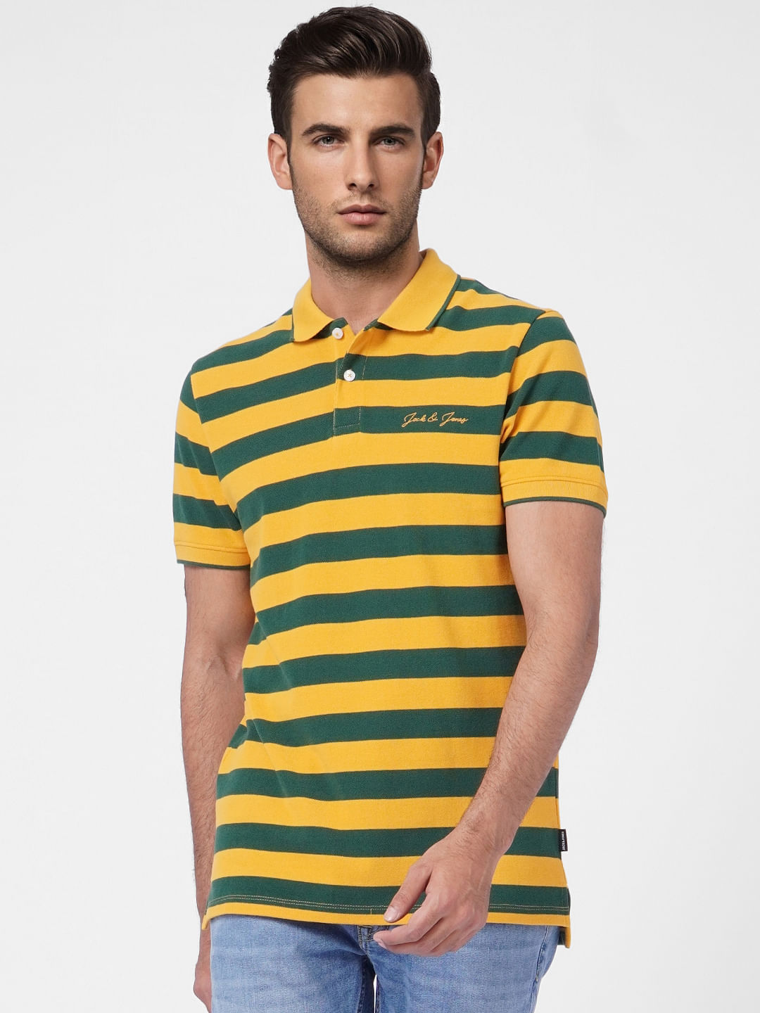 Yellow Striped Polo T-shirt