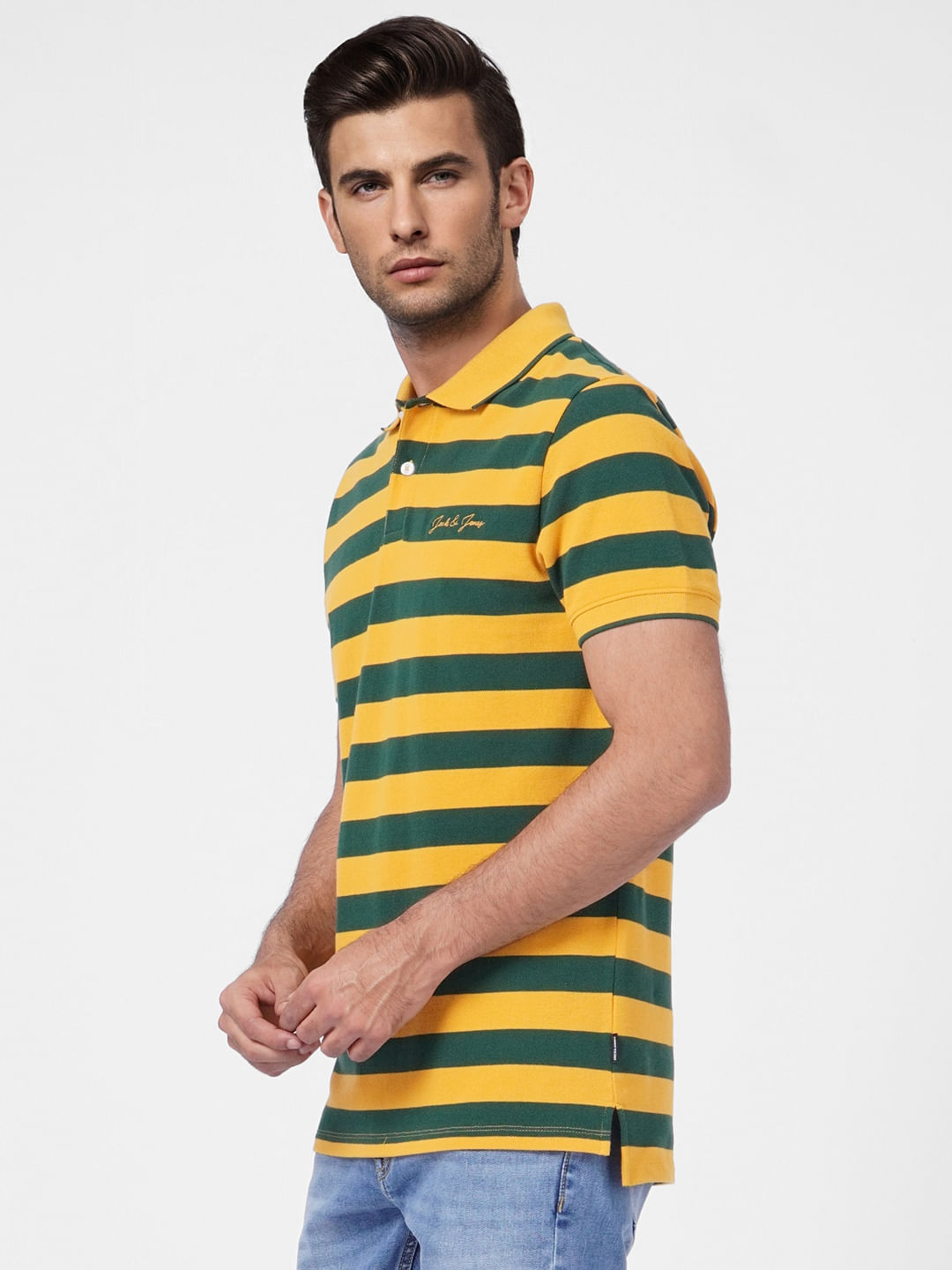 Yellow Striped Polo T-shirt