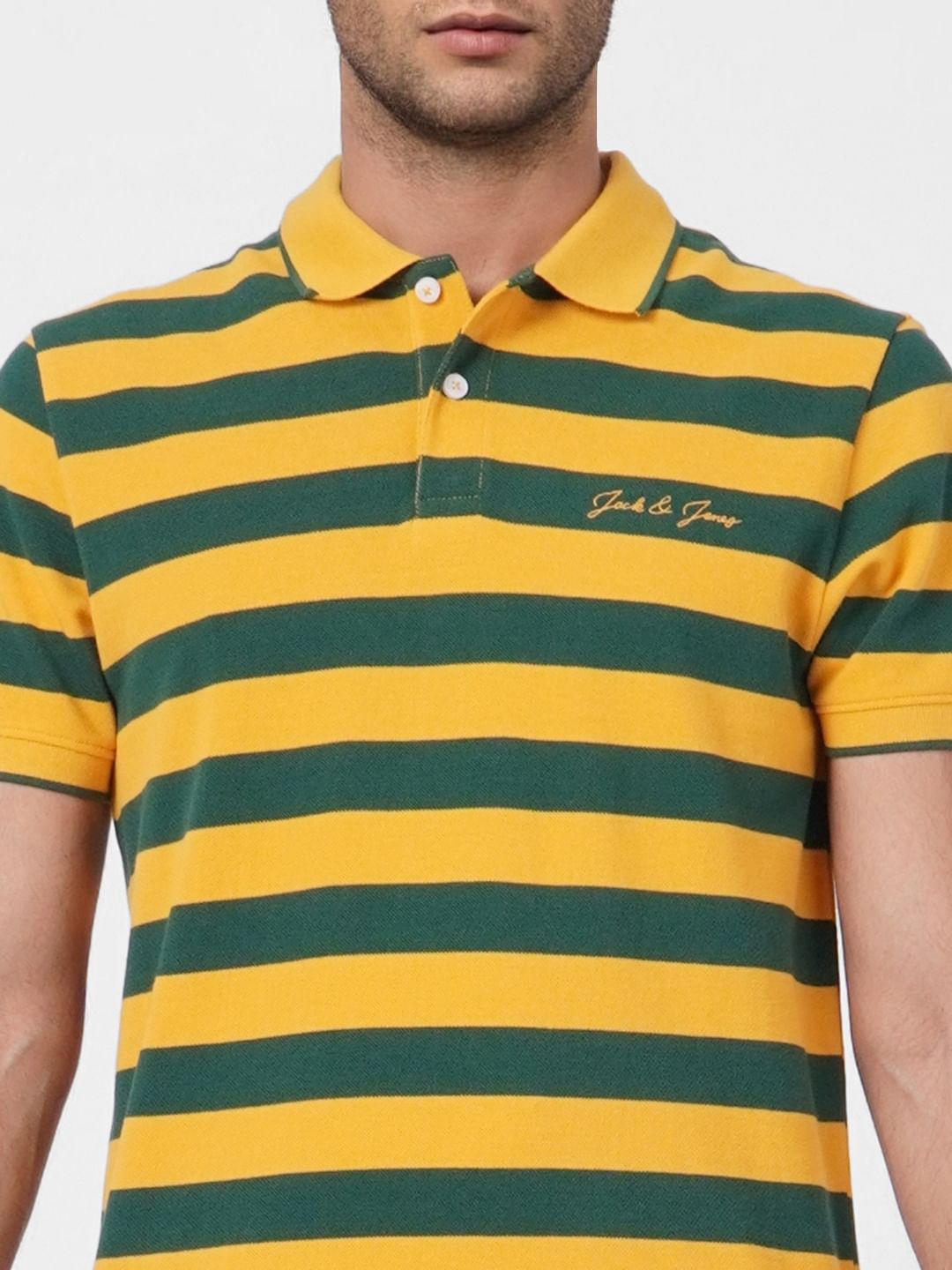 Yellow Striped Polo T-shirt