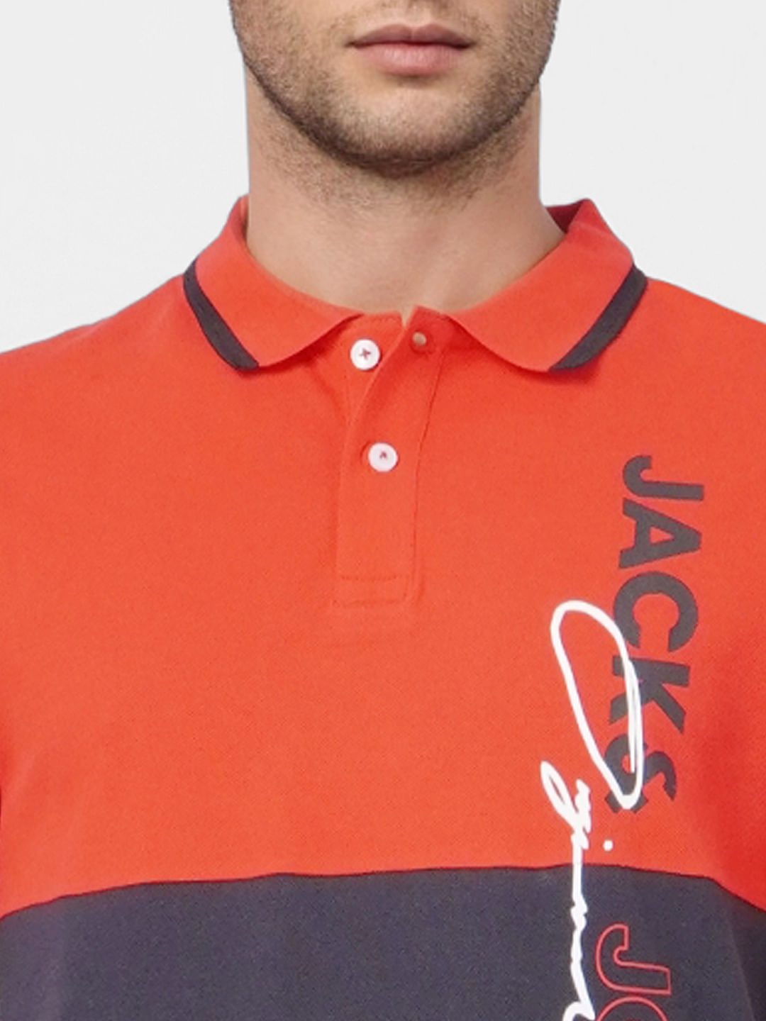 Red Colourblocked Polo T-shirt