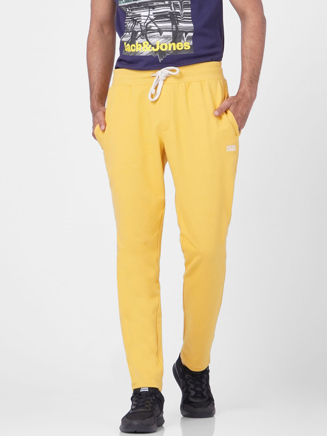 Yellow Mid Rise Trackpants