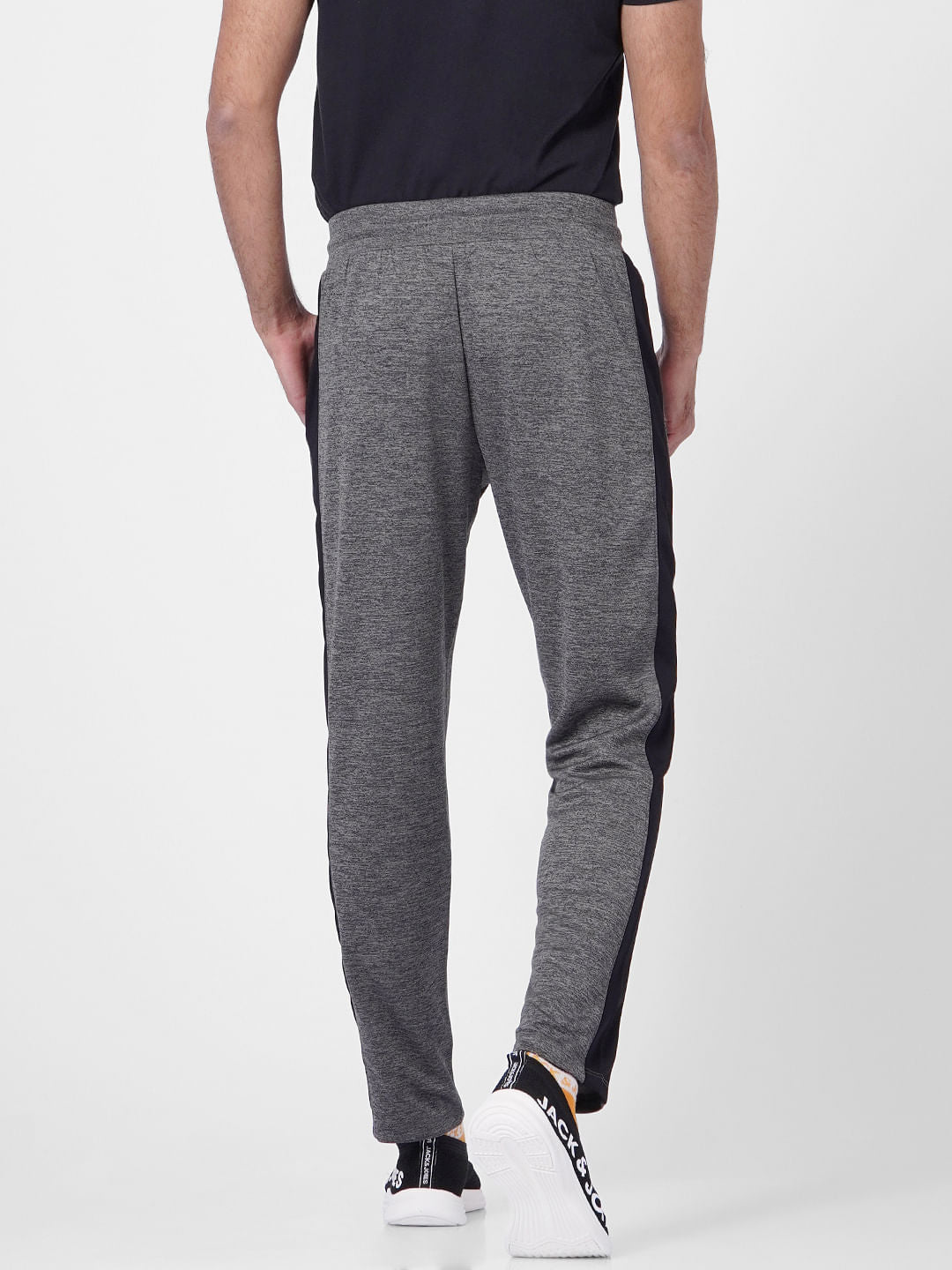 Grey Mid Rise Tape Detail Trackpants