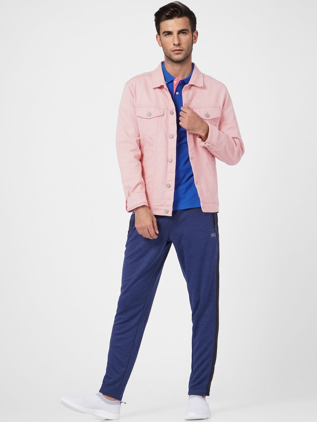 Blue Low Rise Tape Detail Trackpants - S