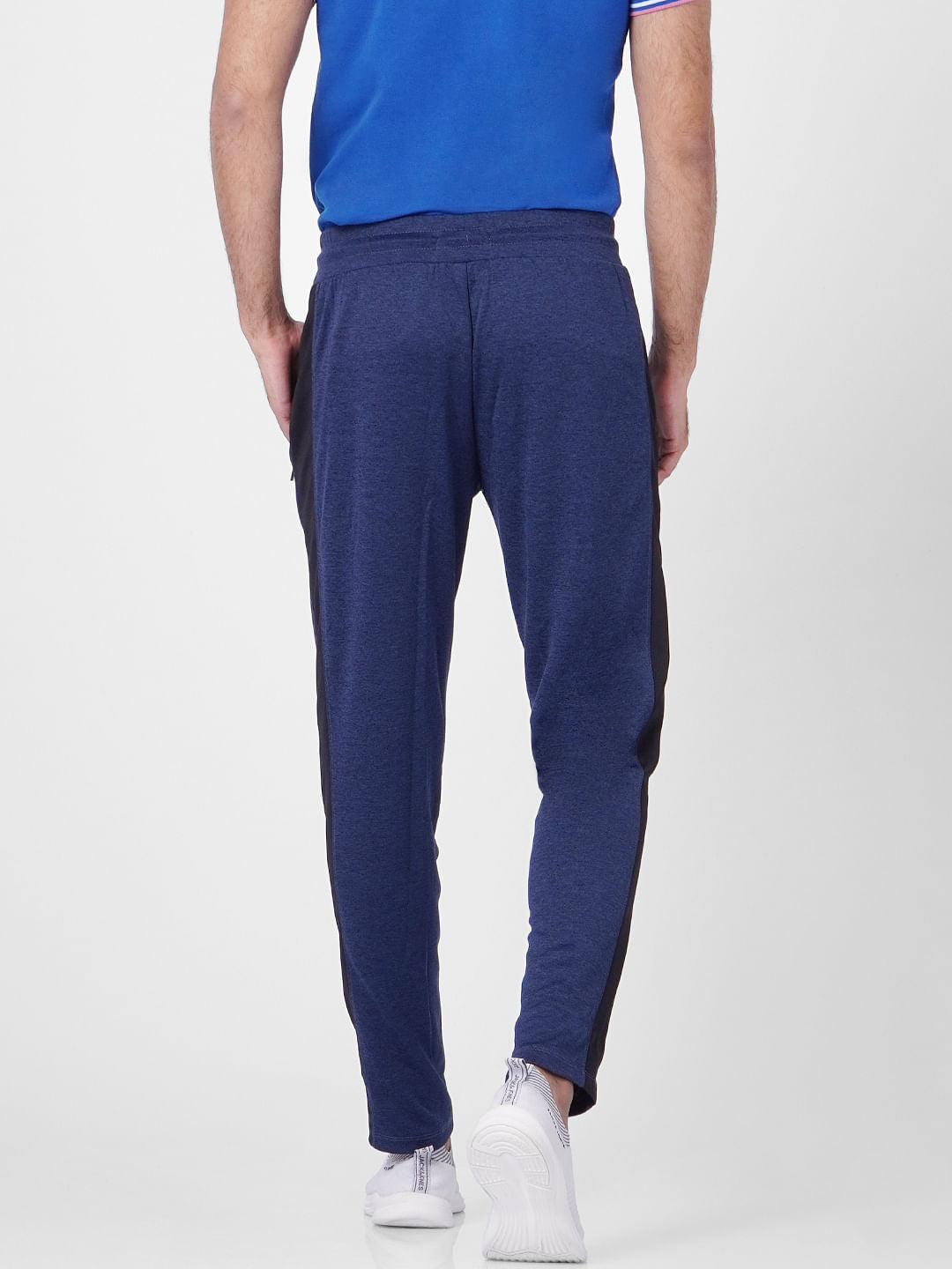 Blue Low Rise Tape Detail Trackpants