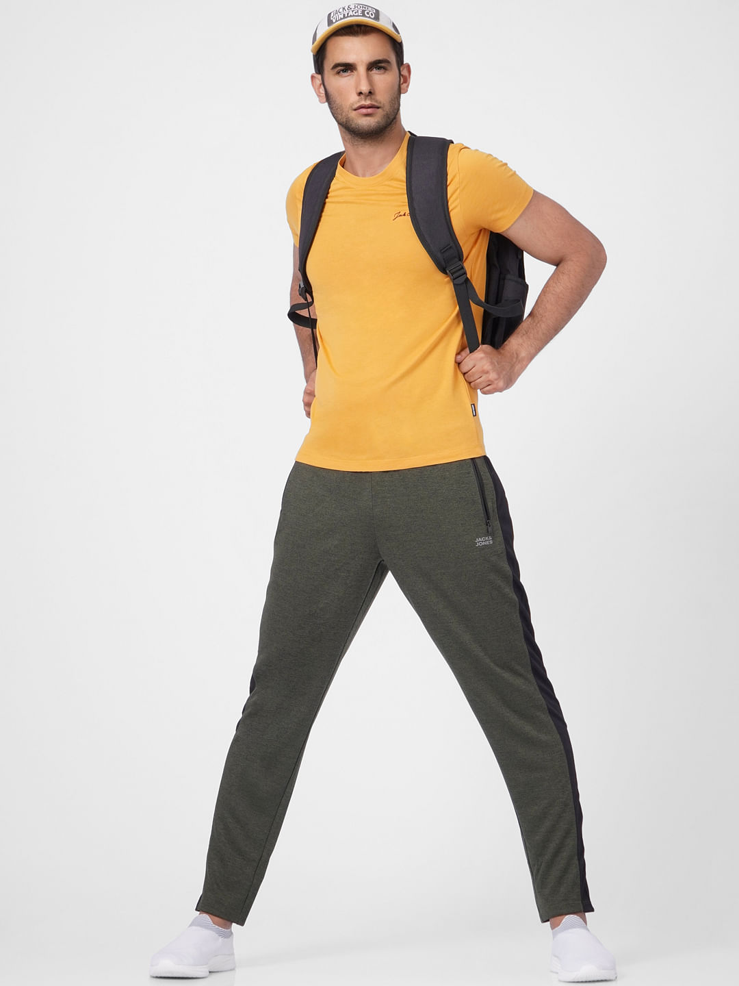 Dark Green Mid Rise Tape Detail Trackpants