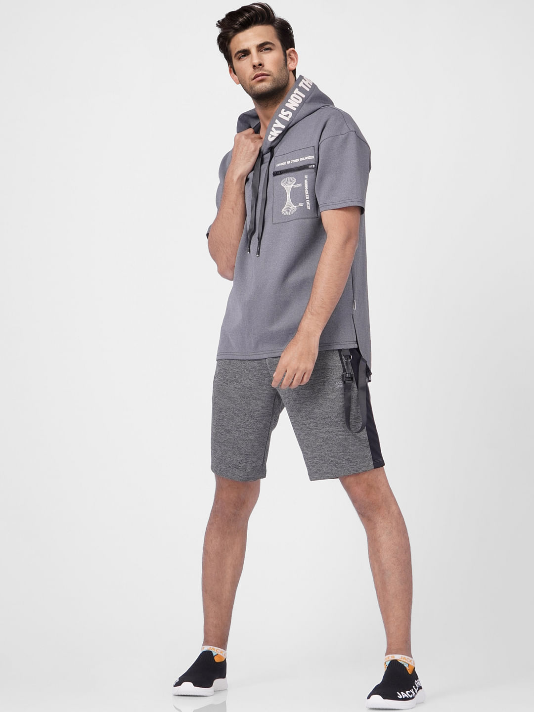 Grey Mid Rise Sweatshorts - S