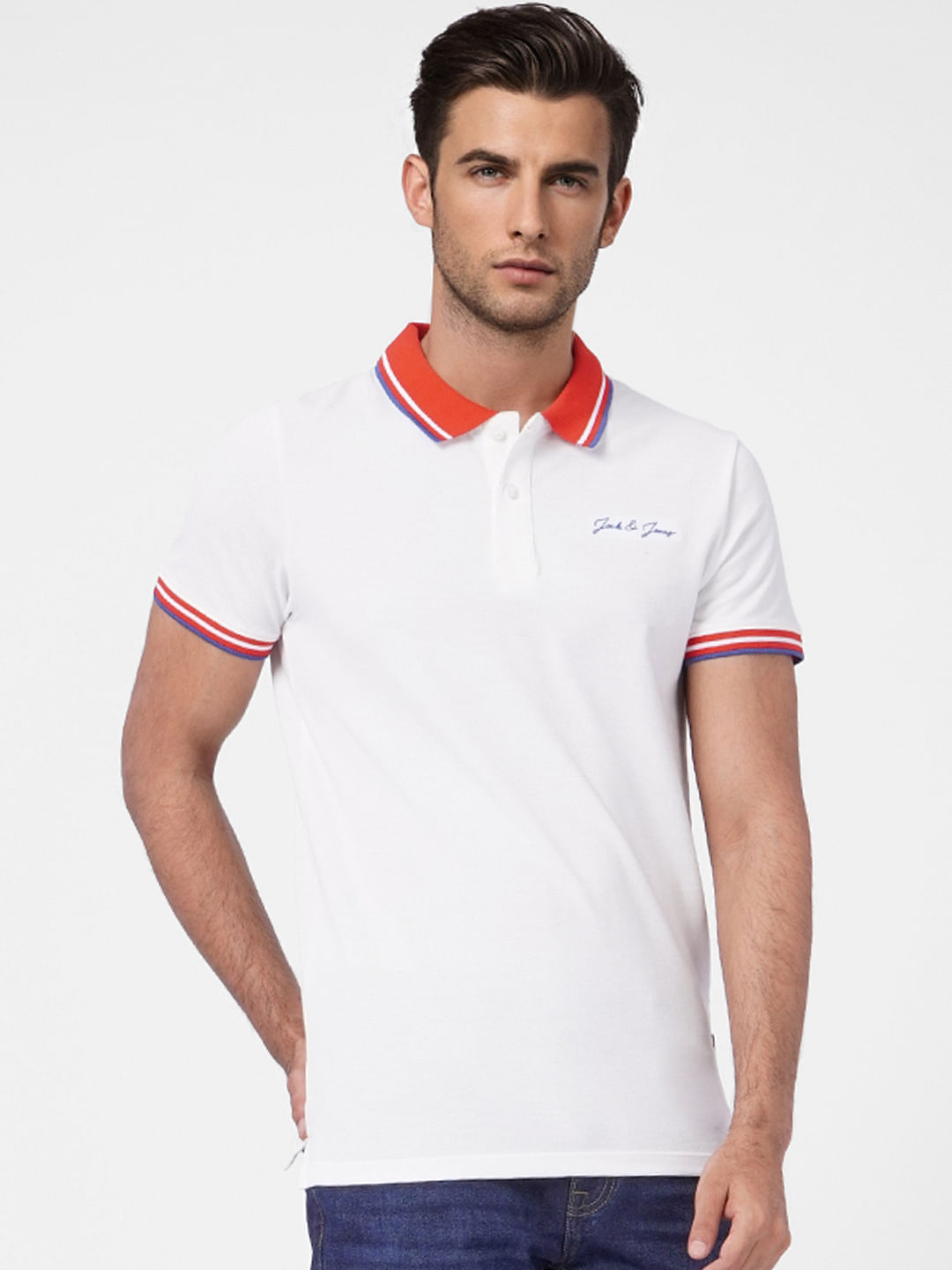 White Contrast Tipping Polo T-shirt