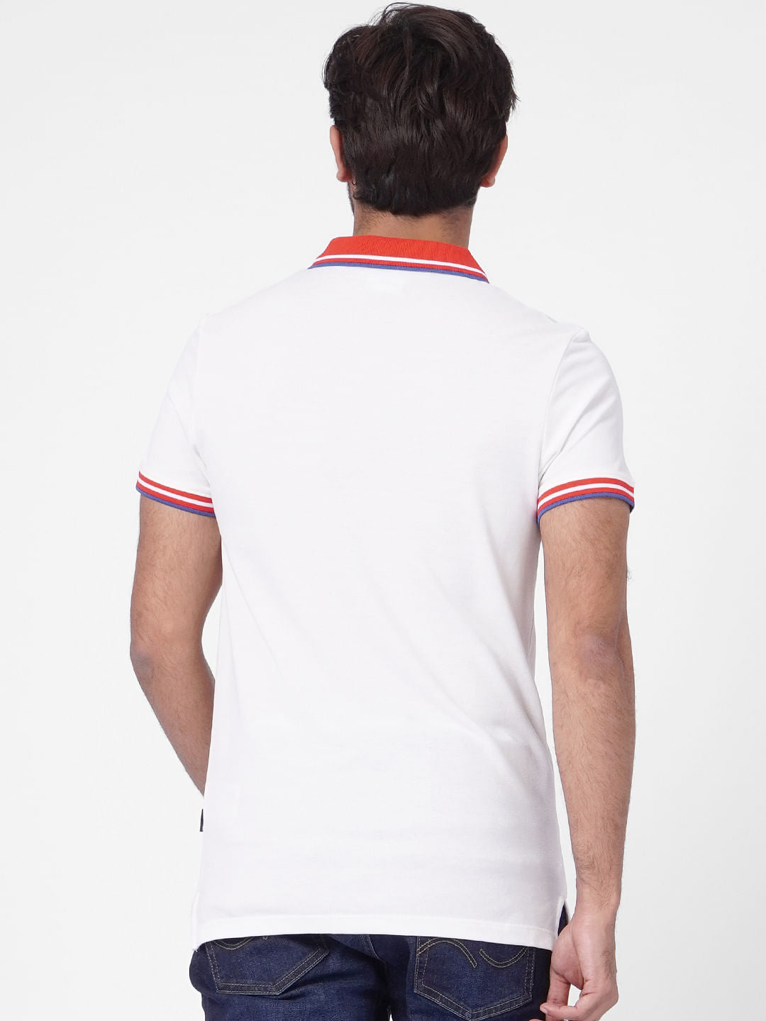 White Contrast Tipping Polo T-shirt