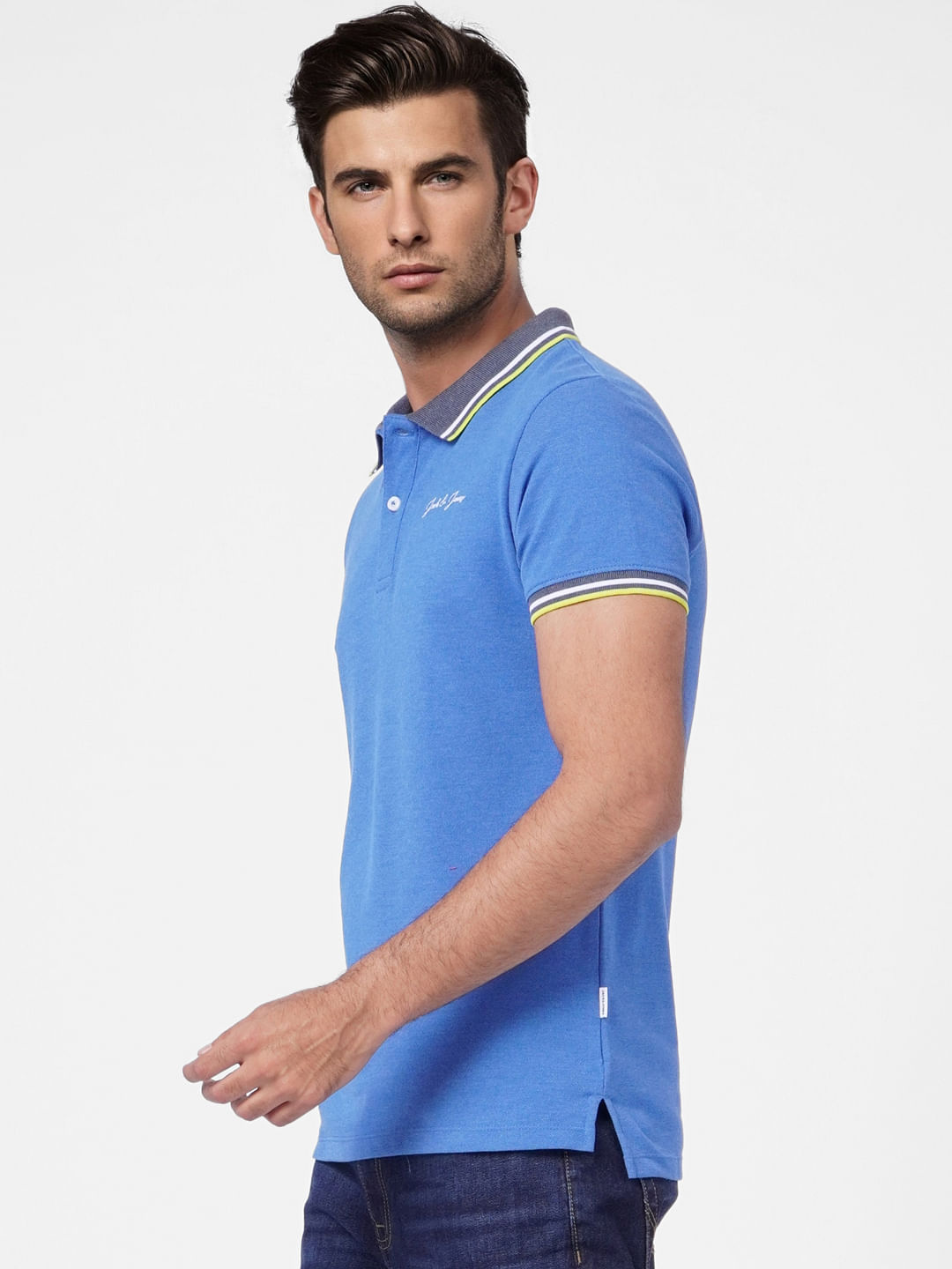 Blue Contrast Tipping Polo T-shirt