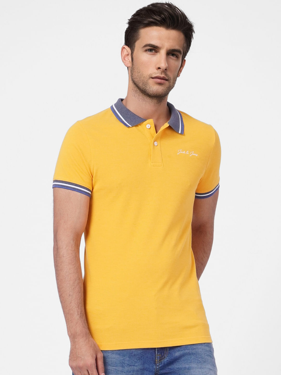 Bright Yellow Contrast Tipping Polo T-shirt