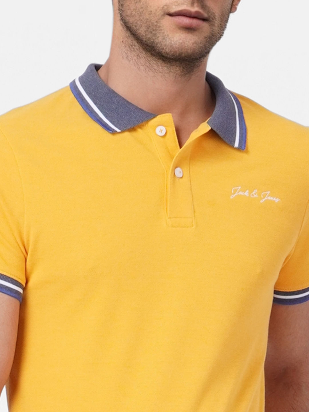 Bright Yellow Contrast Tipping Polo T-shirt