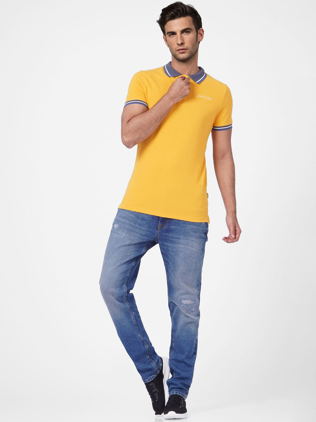 Bright Yellow Contrast Tipping Polo T-shirt