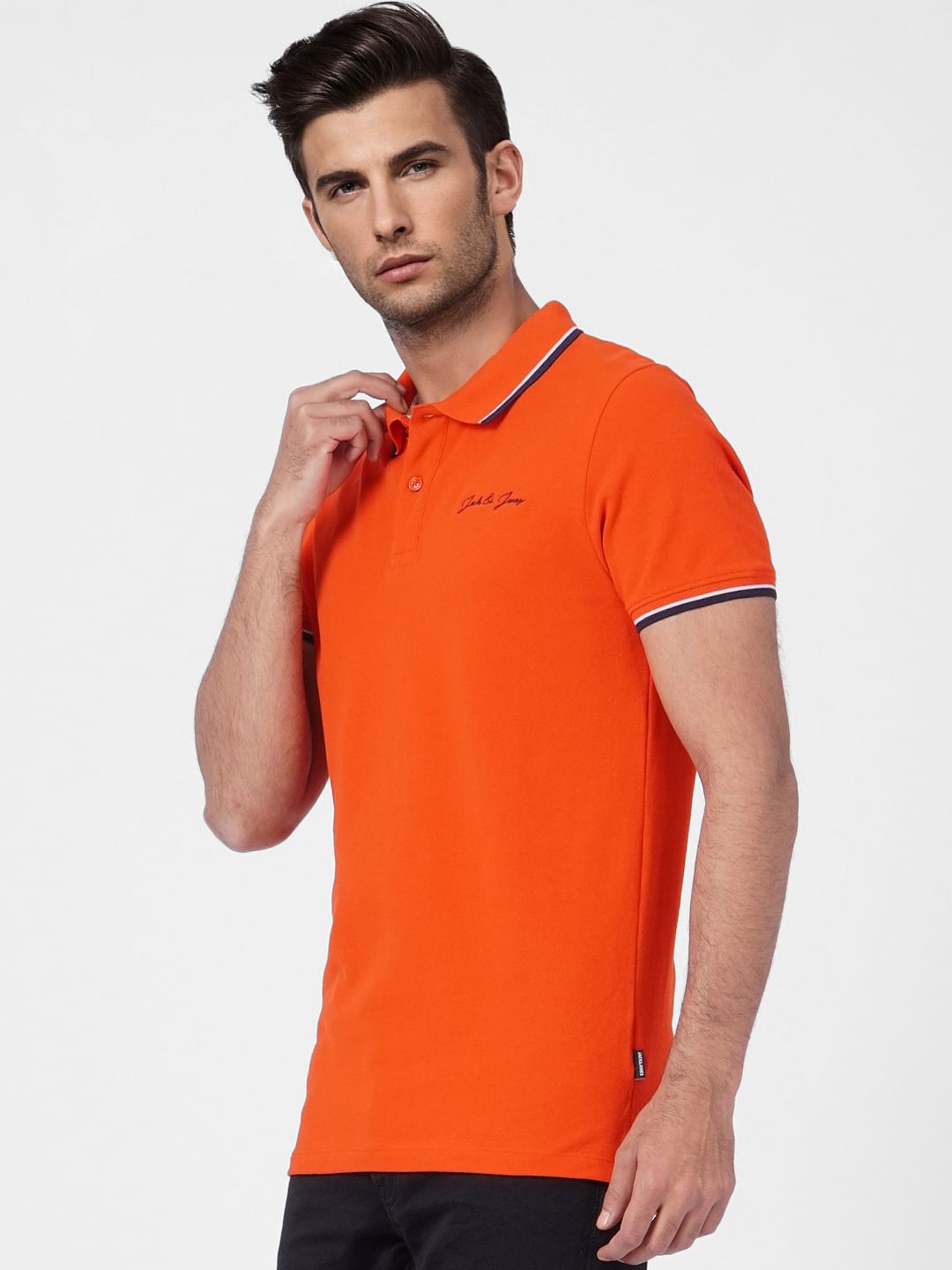 Red Contrast Tipping Polo T-shirt