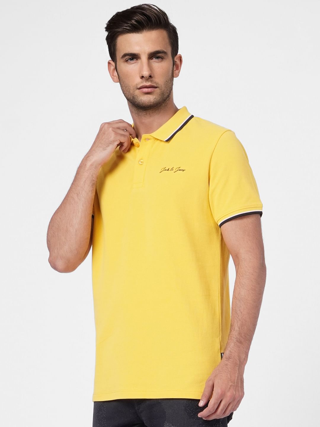 Yellow Contrast Tipping Polo T-shirt
