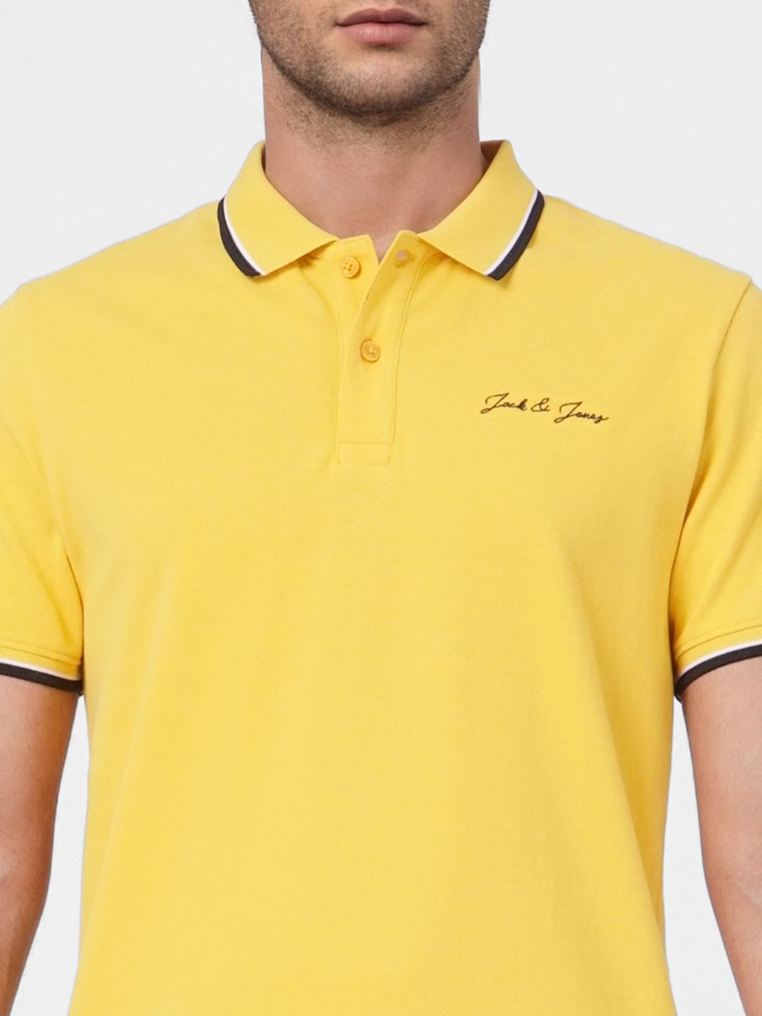 Yellow Contrast Tipping Polo T-shirt