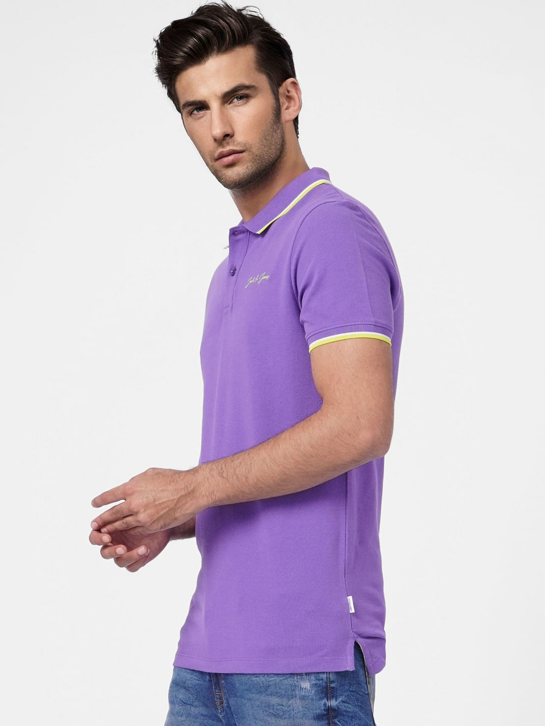 Purple Contrast Tipping Polo T-shirt
