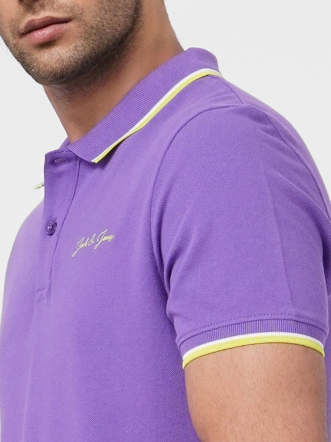 Purple Contrast Tipping Polo T-shirt