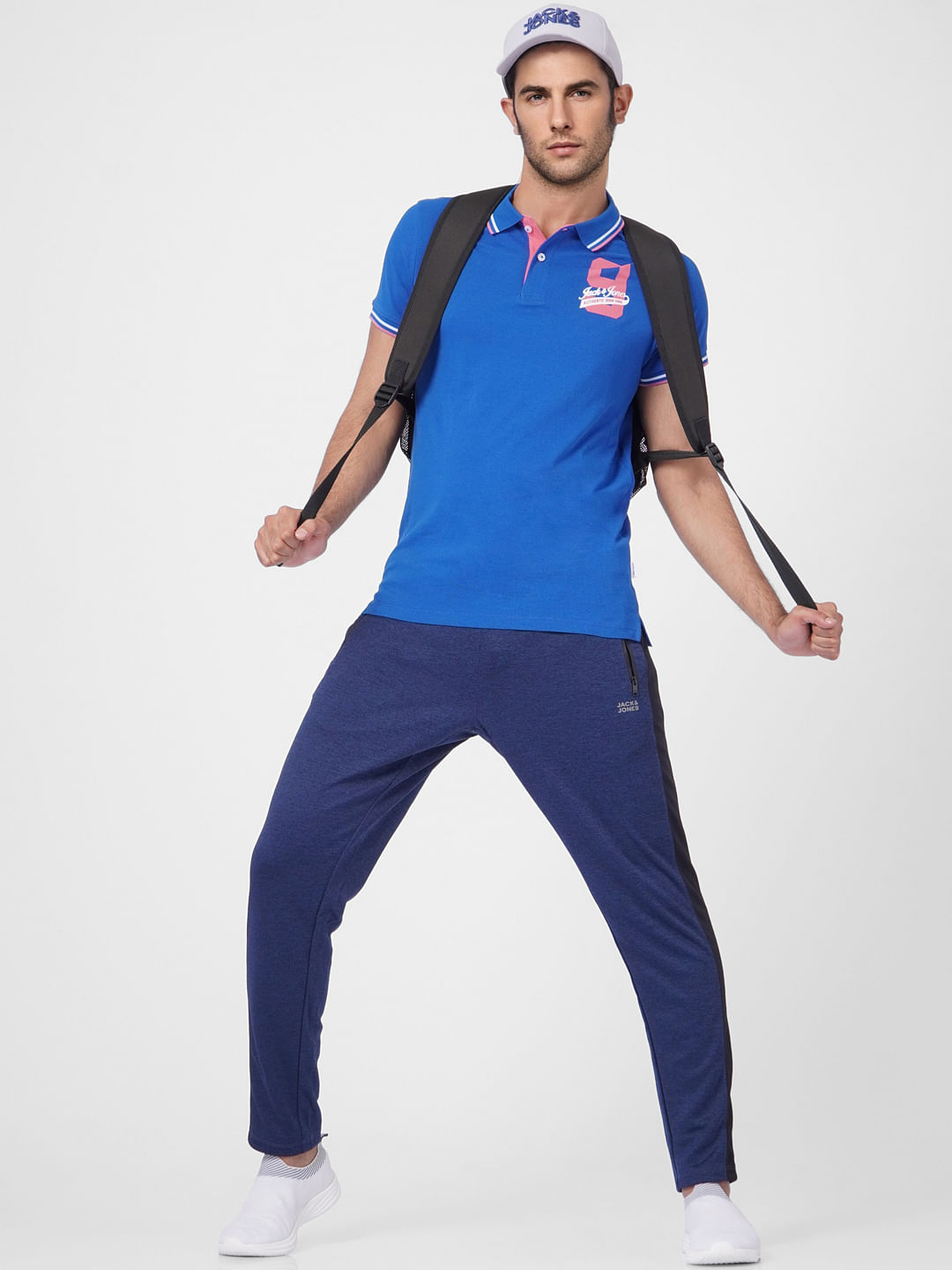 Blue Contrast Tipping Polo T-shirt - S