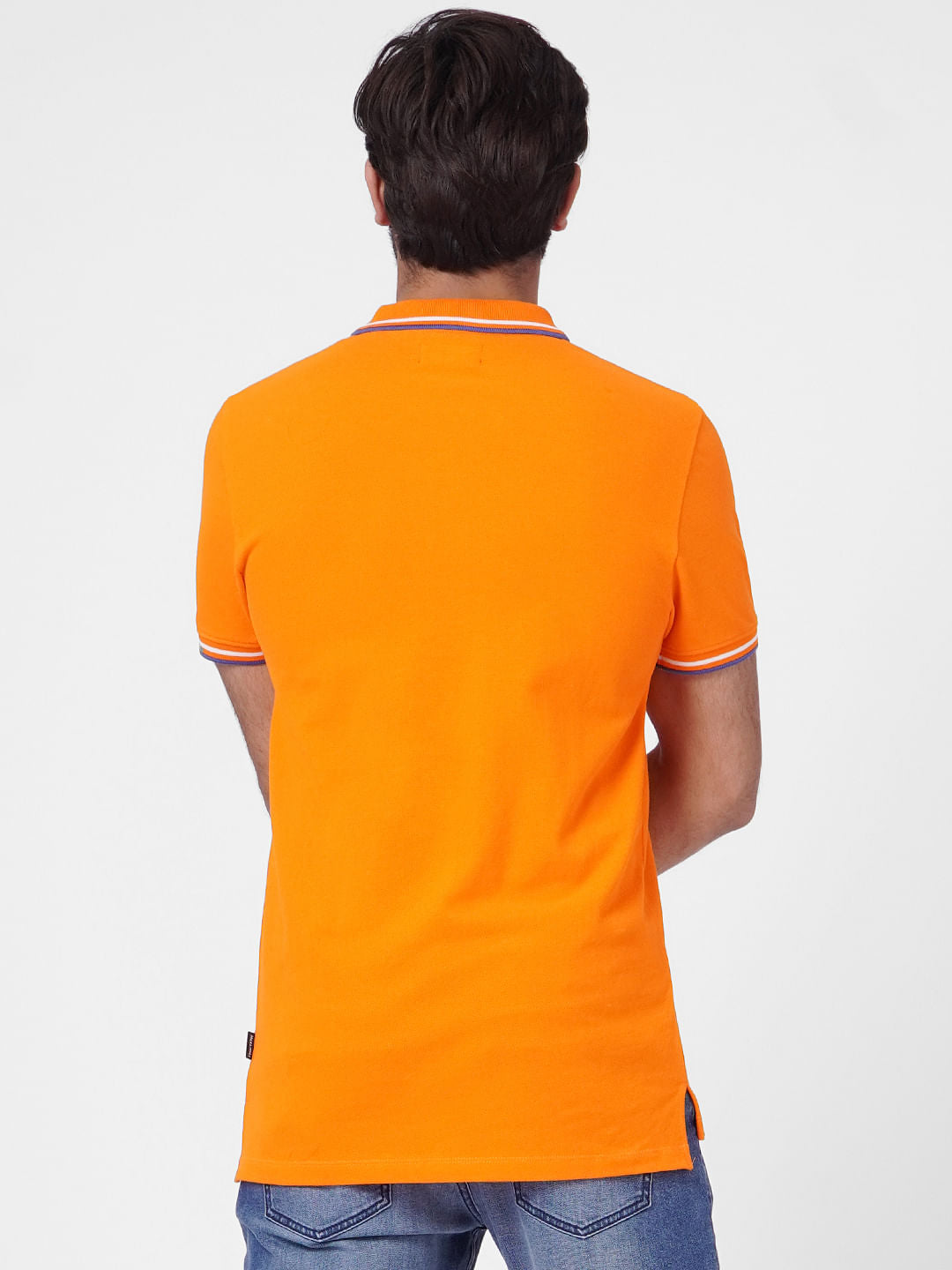 Orange Contrast Tipping Polo T-shirt