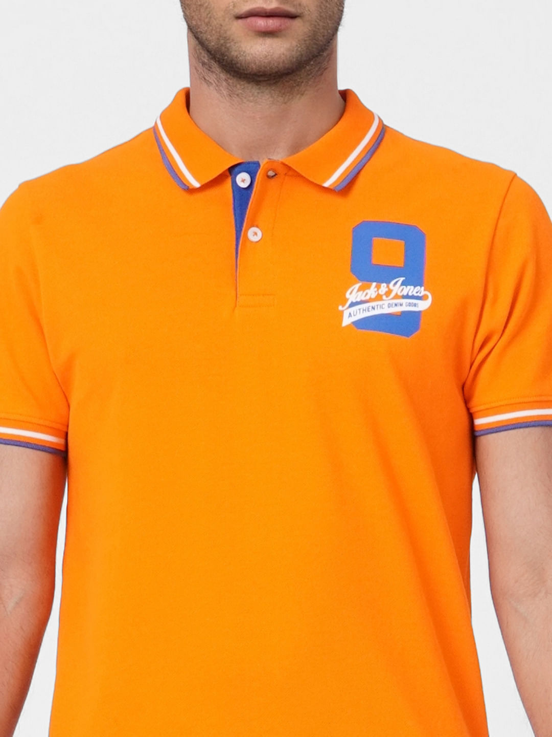 Orange Contrast Tipping Polo T-shirt
