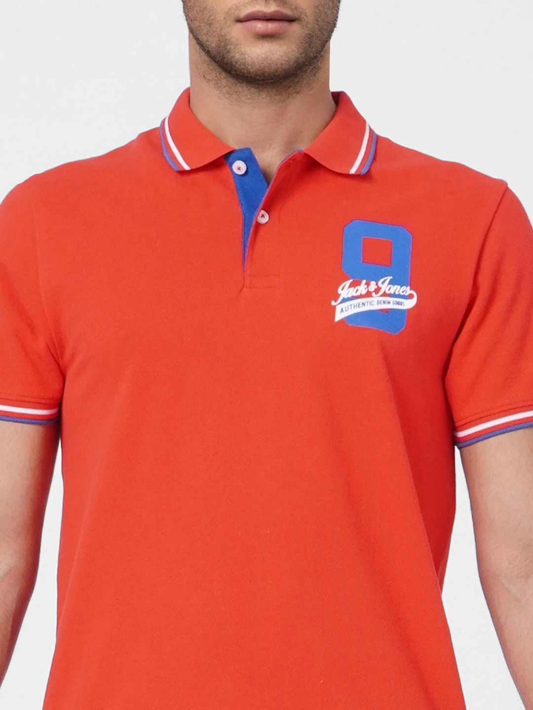 Red Contrast Tipping Polo T-shirt