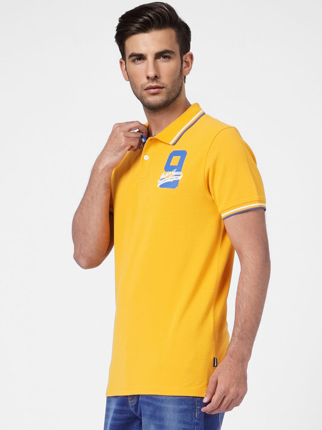Yellow Contrast Tipping Polo T-shirt