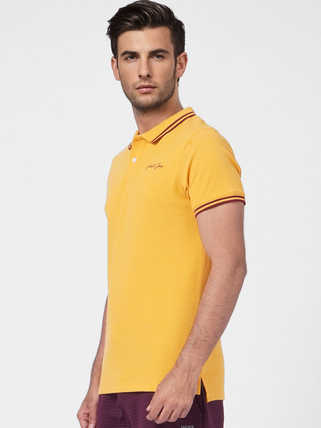 Yellow Contrast Tipping Polo T-shirt