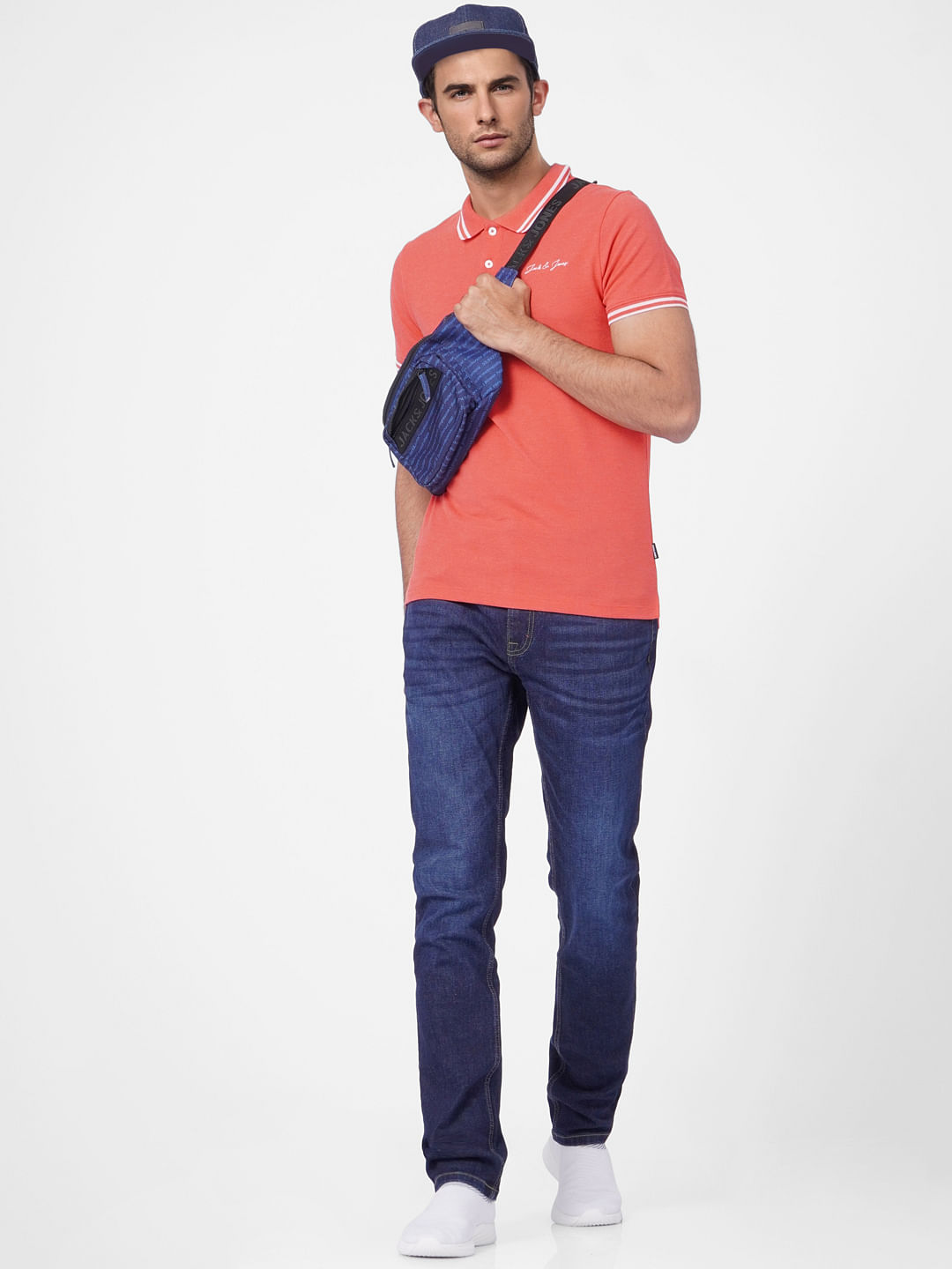 Red Contrast Tipping Polo T-shirt - S