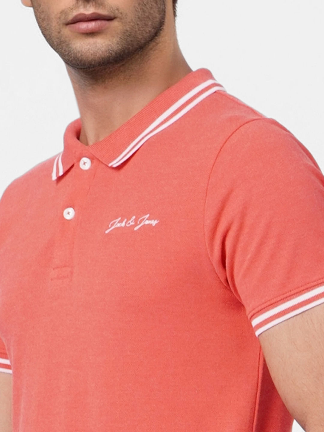 Red Contrast Tipping Polo T-shirt