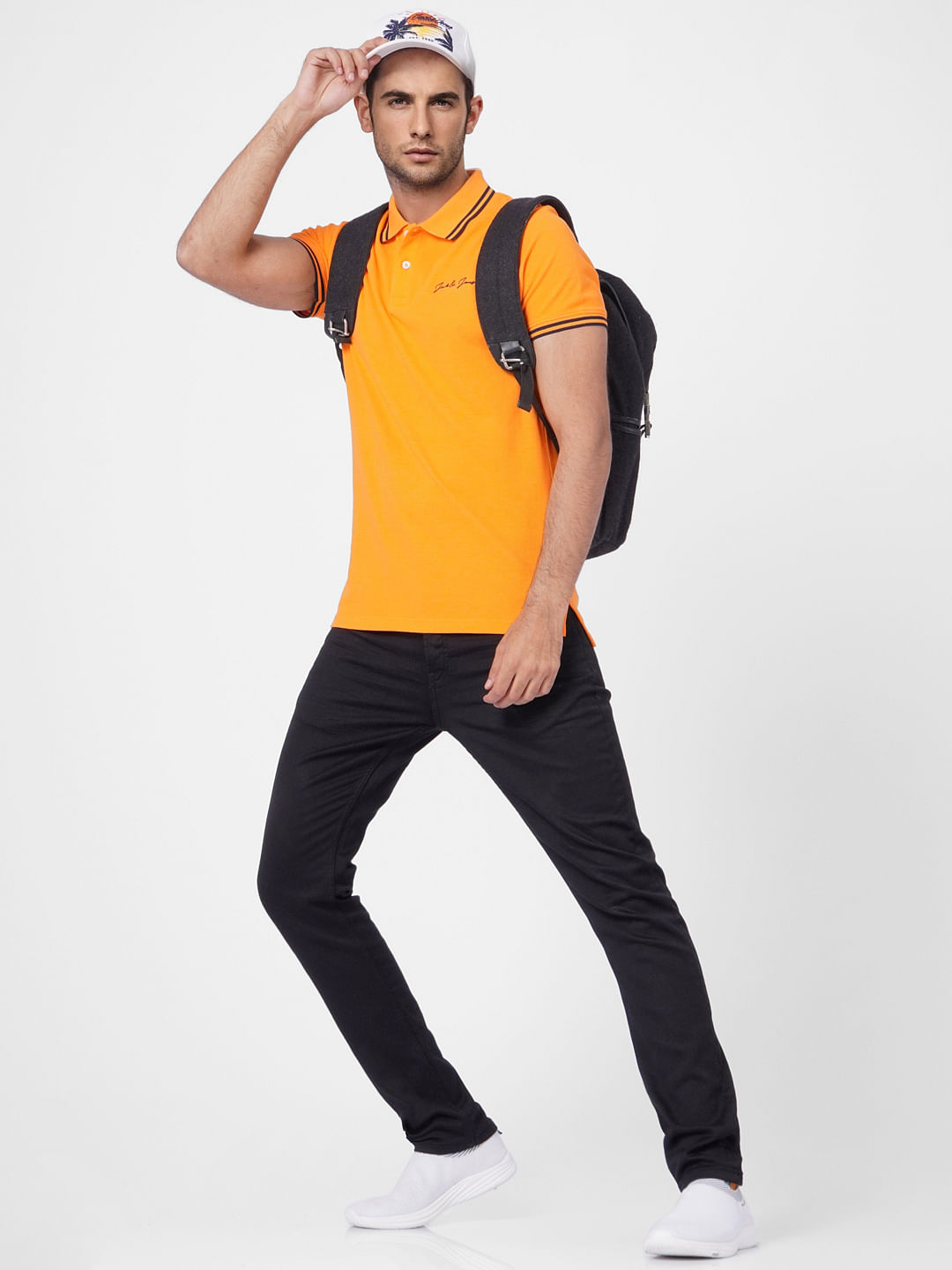 Yellow Contrast Tipping Polo T-shirt - S