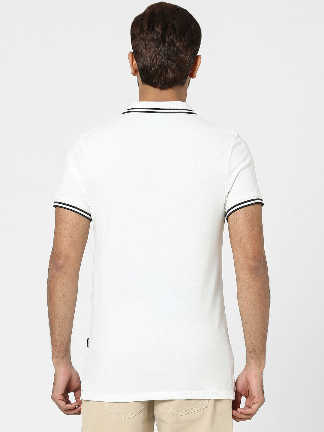 White Logo Print Polo T-shirt