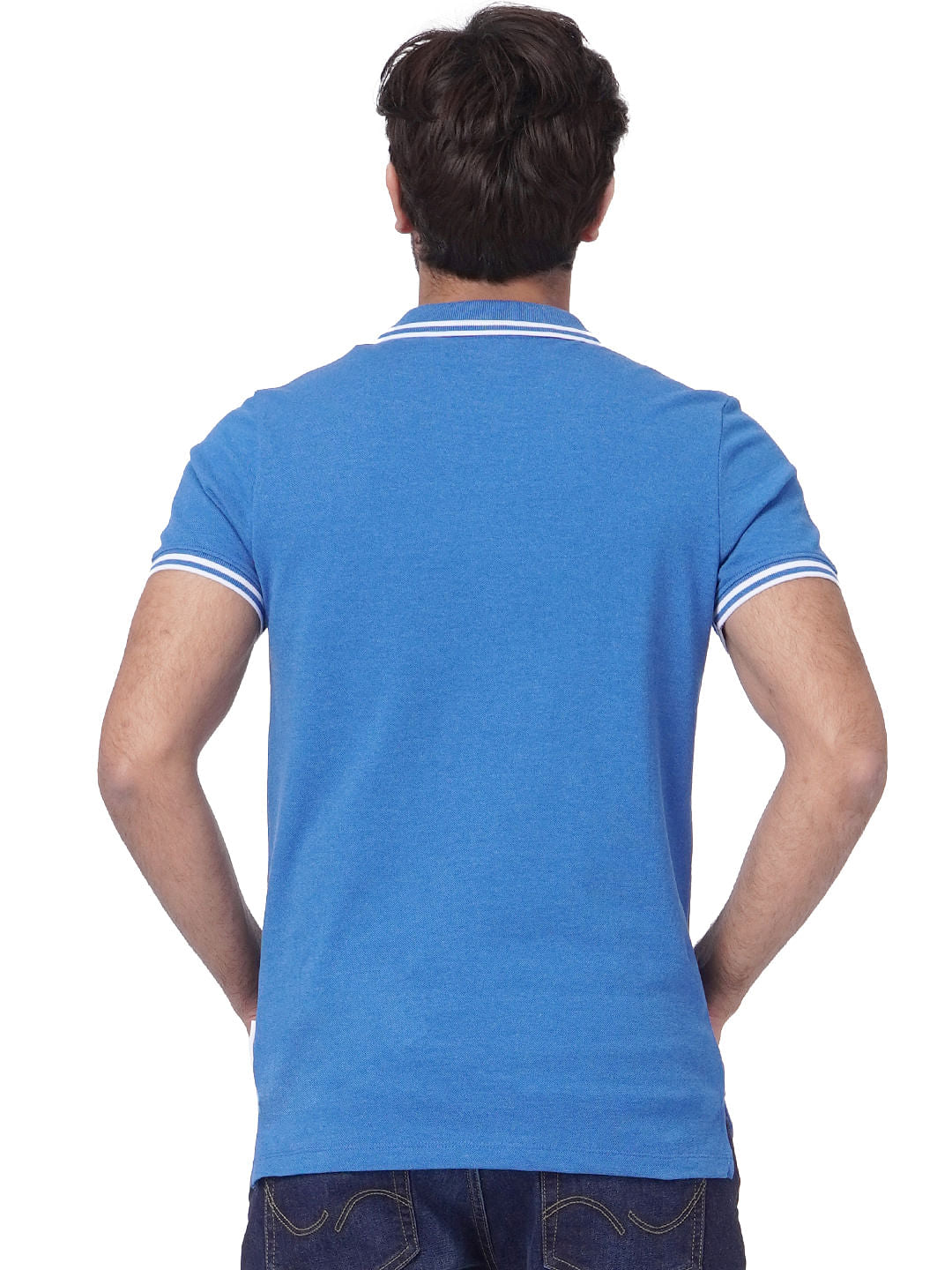 Blue Contrast Tipping Polo T-shirt