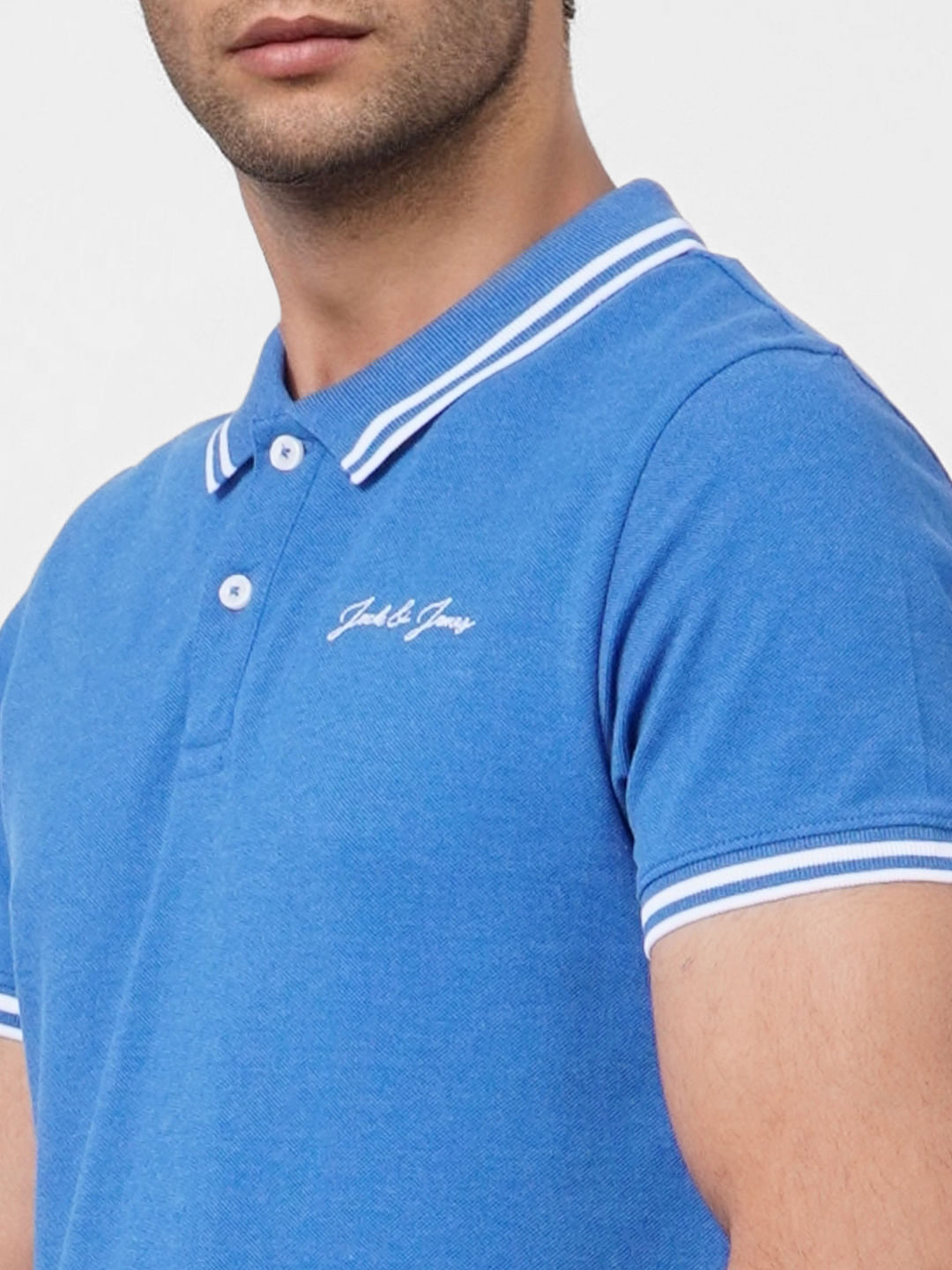 Blue Contrast Tipping Polo T-shirt