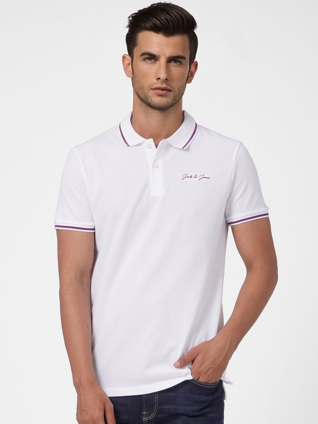 White Polo T-shirt - S
