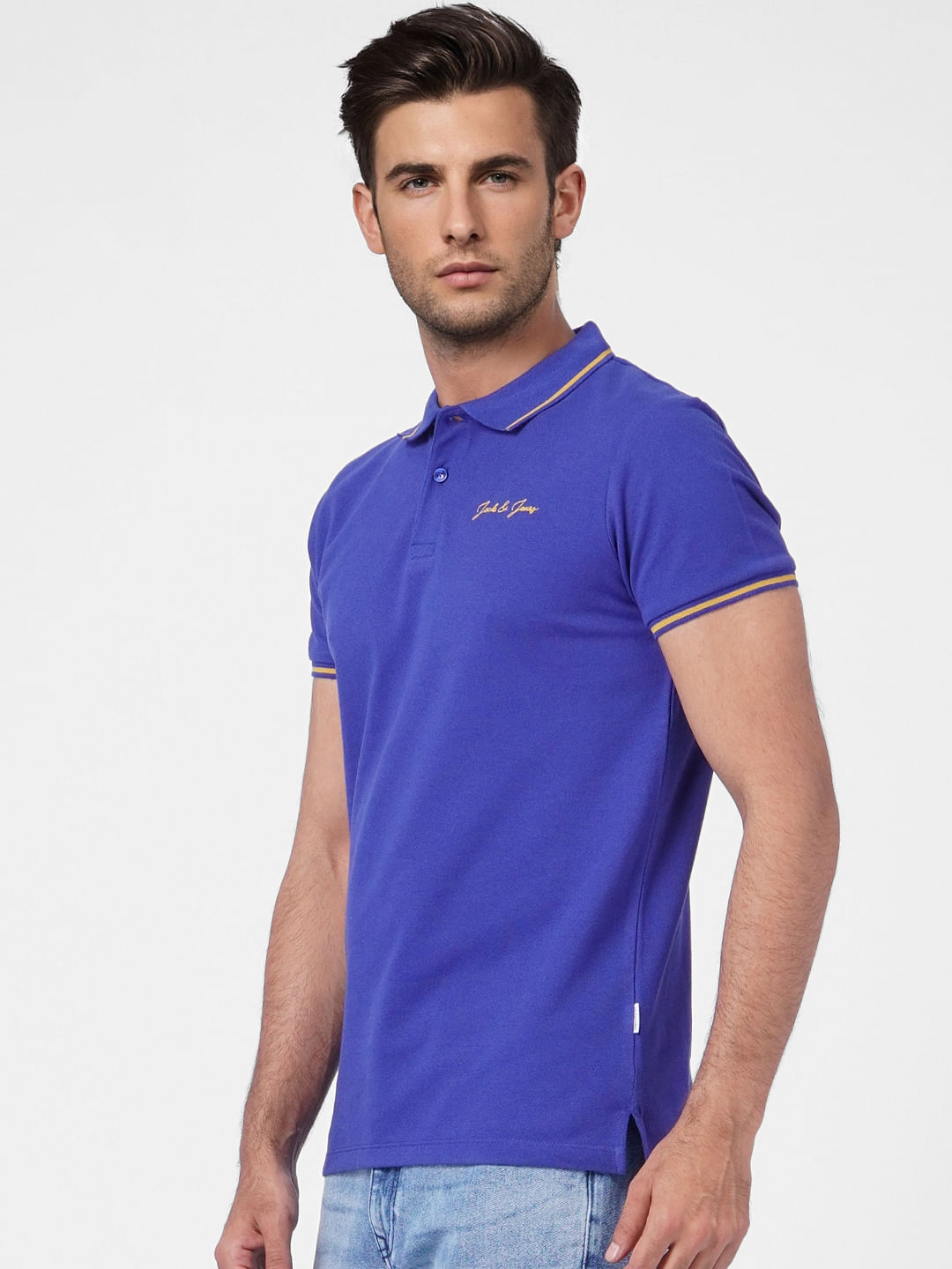 Dark Blue Contrast Tipping Polo T-shirt