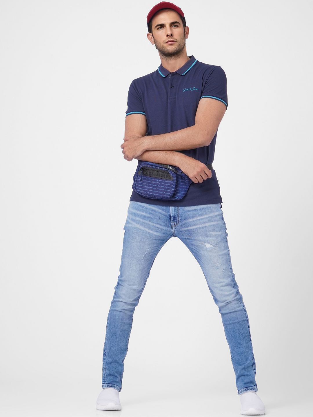 Dark Blue Contrast Tipping Polo T-shirt