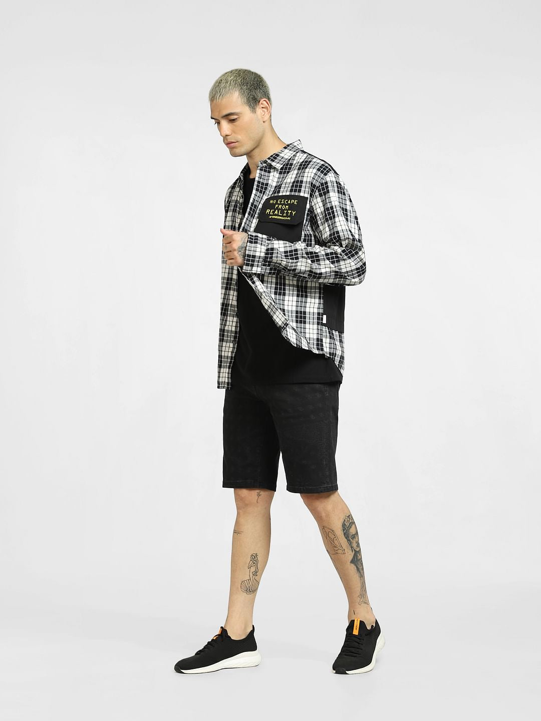 Black Low Rise Denim Shorts