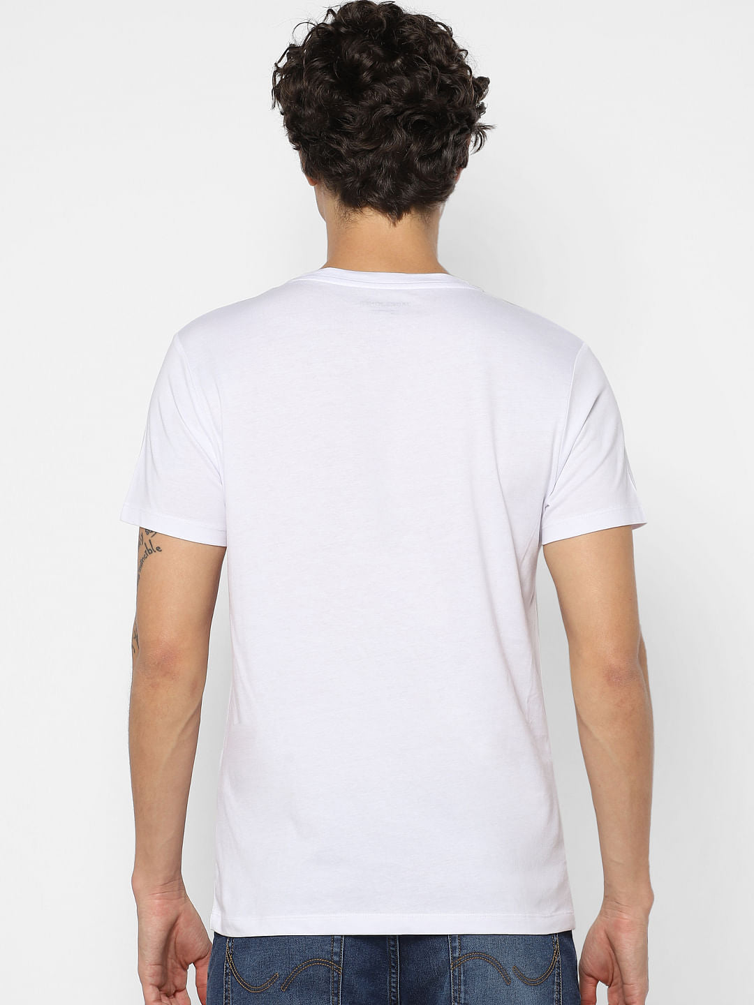 White Logo Print Crew Neck T-shirt