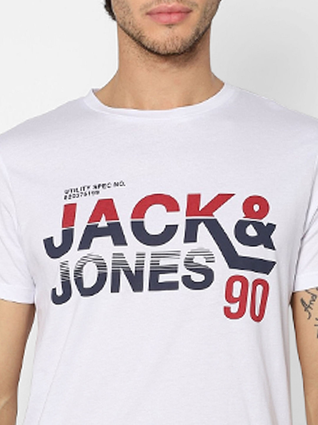 White Logo Print Crew Neck T-shirt