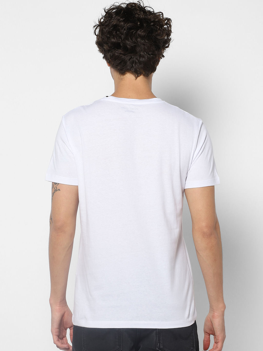 White Logo Print Crew Neck T-shirt