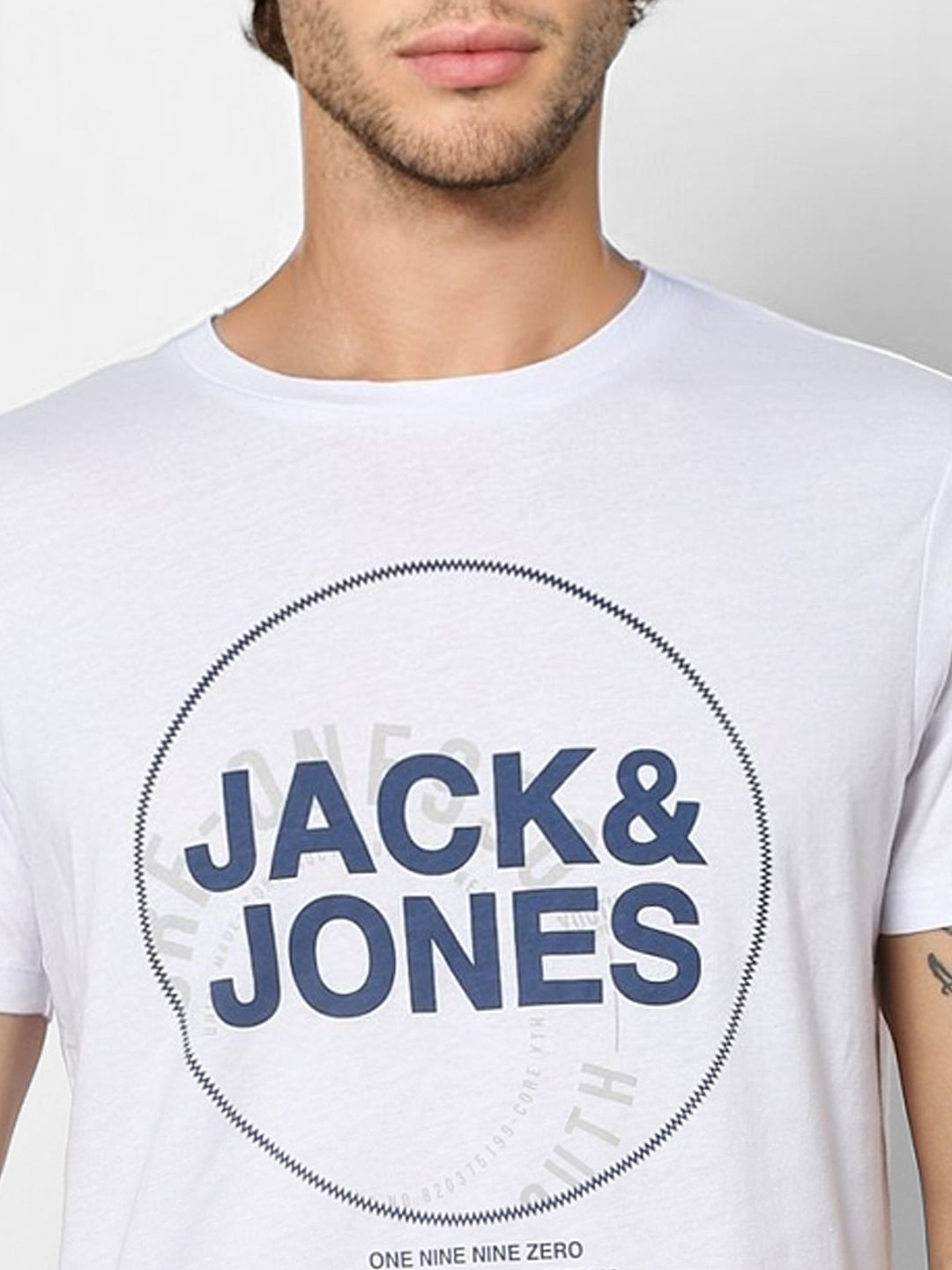 White Logo Print Crew Neck T-shirt