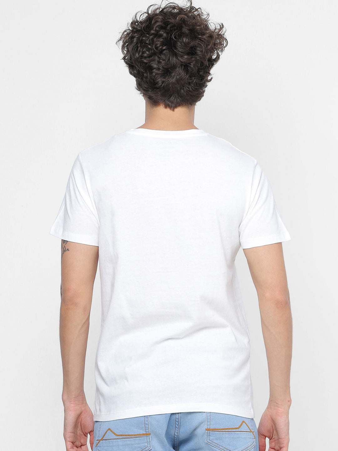 White Logo Print Crew Neck T-shirt