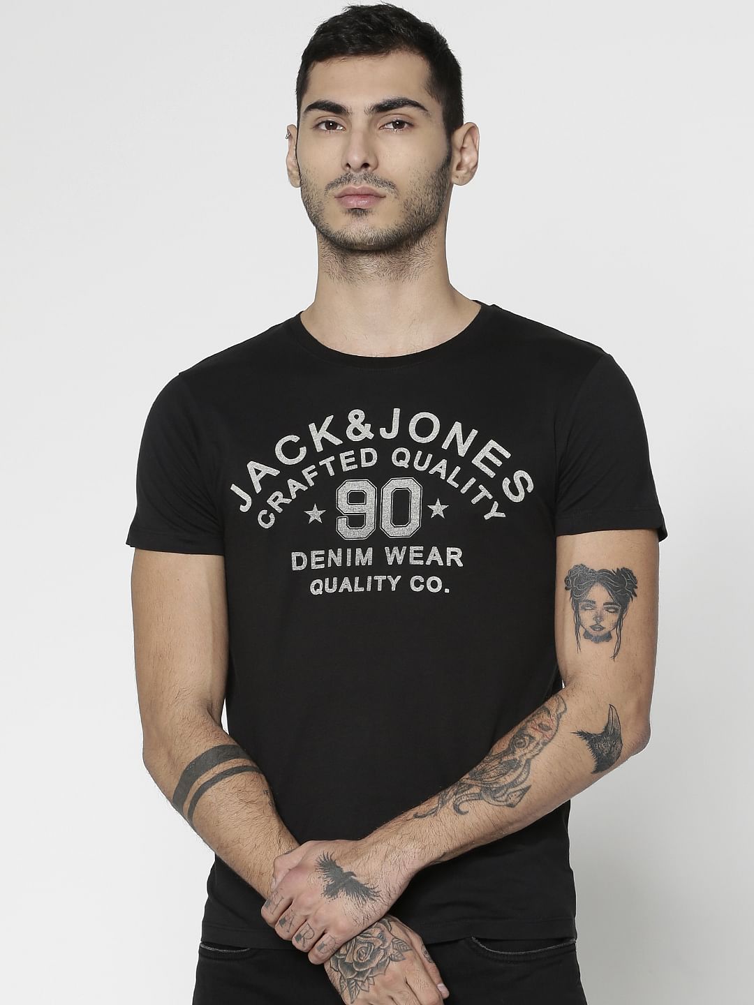 Black Logo Print Crew Neck T-shirt