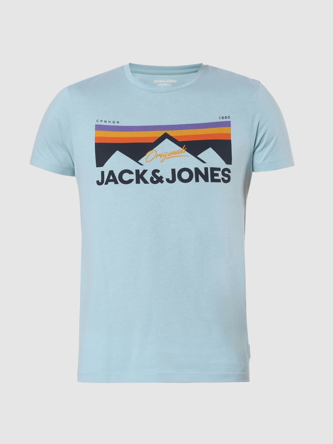 Blue Graphic Logo Print Crew Neck T-shirt