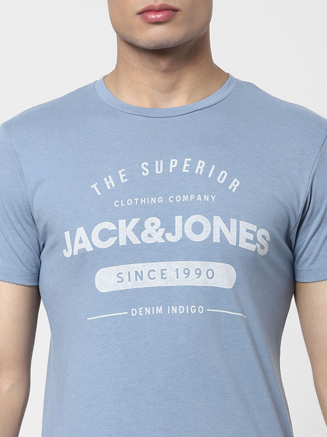 Blue Graphic Logo Print Crew Neck T-shirt