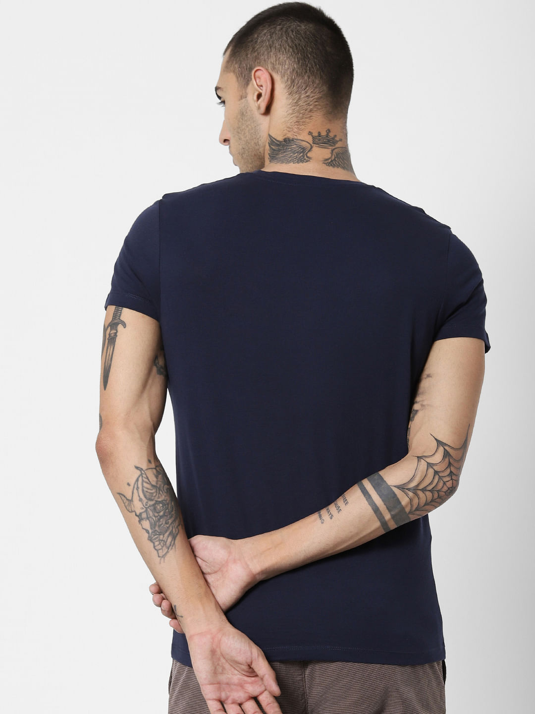 Blue Graphic Print Crew Neck T-shirt