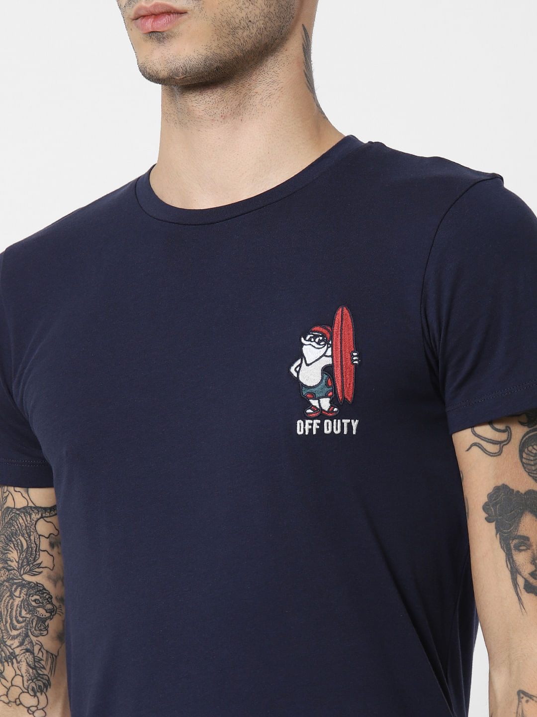 Blue Graphic Print Crew Neck T-shirt