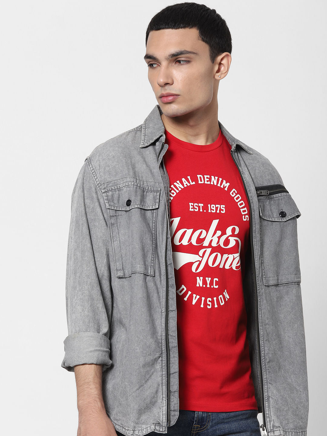 Red Logo Print Crew Neck T-shirt - S