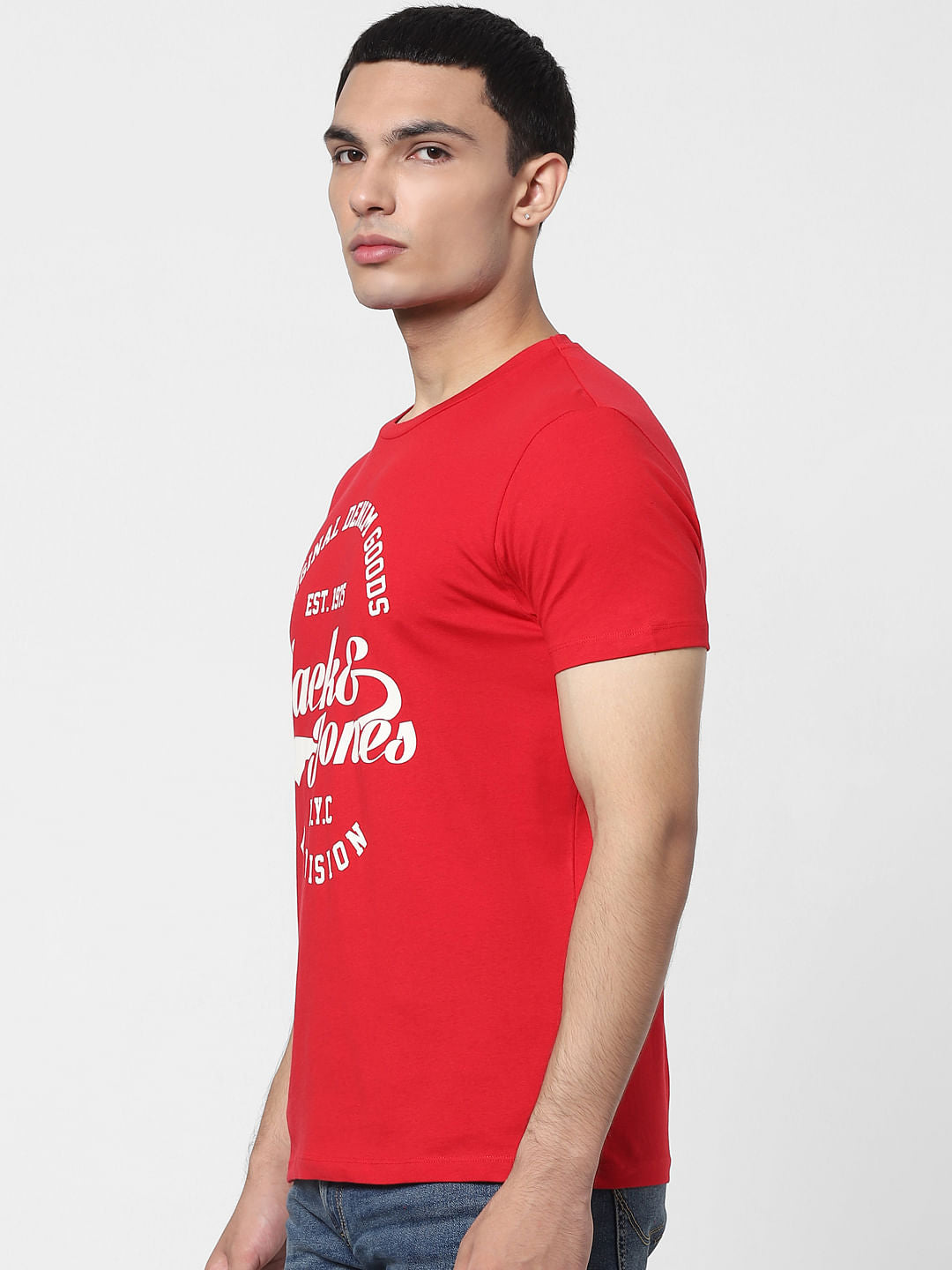 Red Logo Print Crew Neck T-shirt