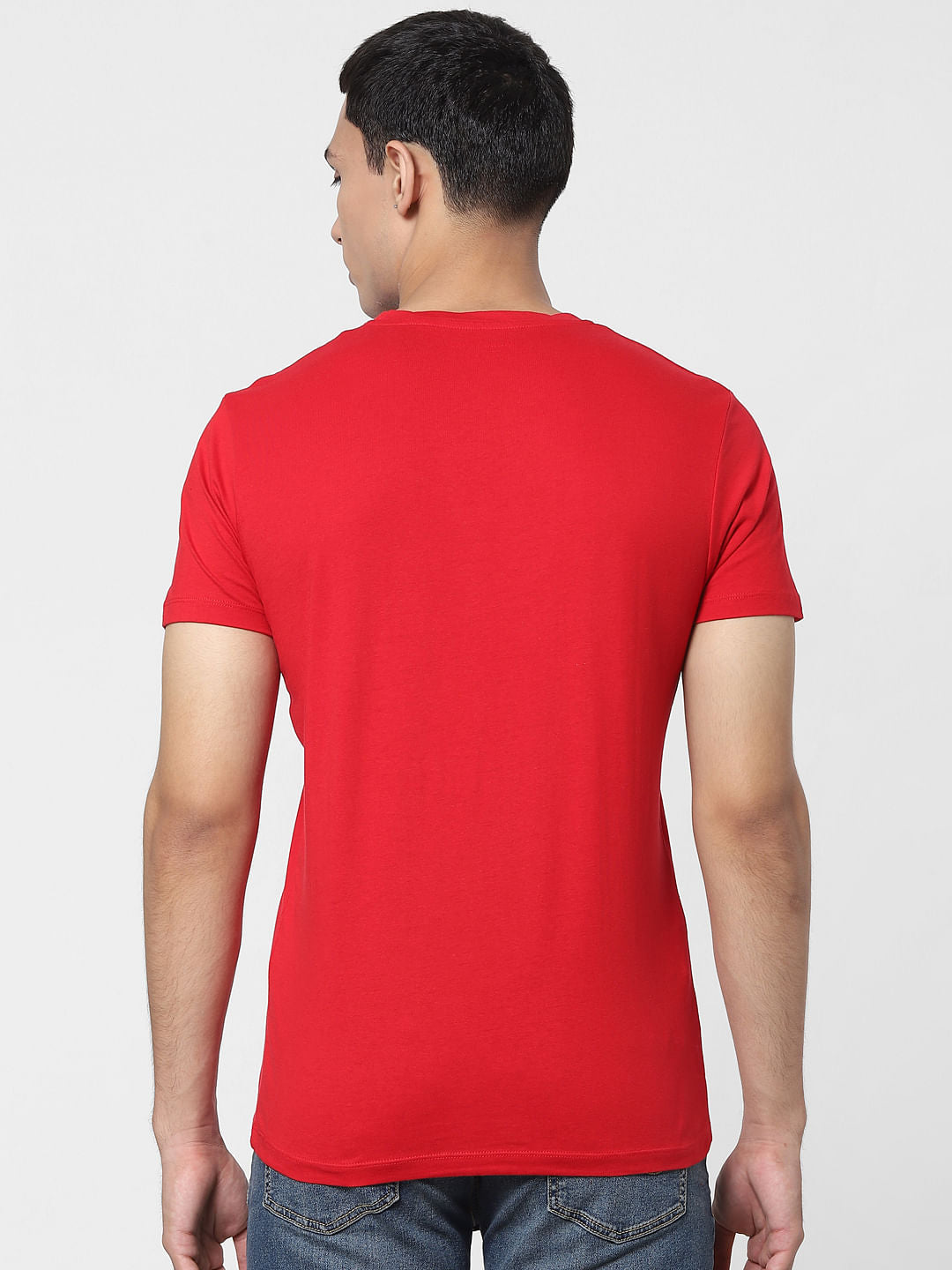 Red Logo Print Crew Neck T-shirt